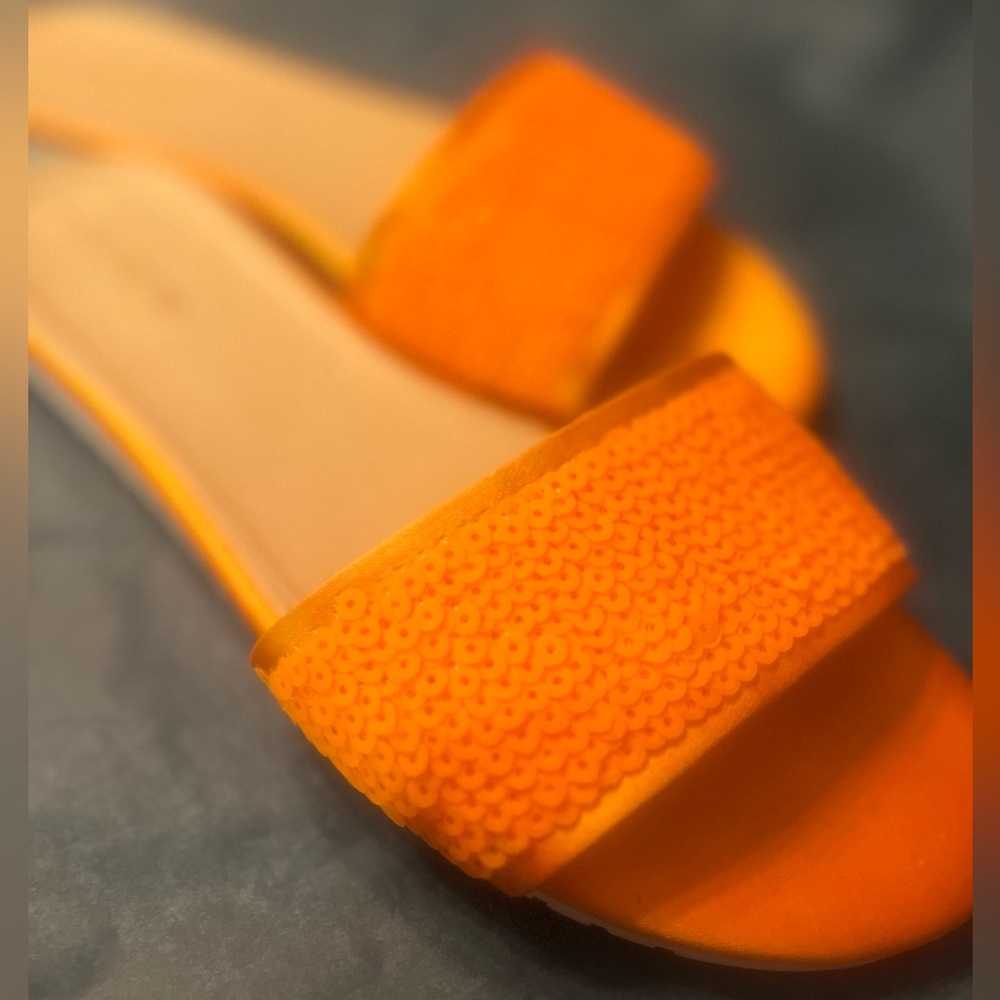 J. Crew Sequin Abbott Slide Vivid Orange Size 9 - Picture 4 of 5
